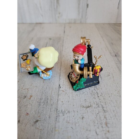 Vintage elf telephone snowman baking cookies ornament Xmas set - Picture 2 of 4